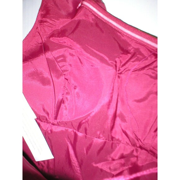 New NWT $310 Womens 6 Aidan Mattox Silk Metallic One Shoulder Dress Red Gold - Picture 10 of 12